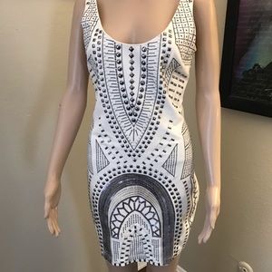 BEAUTIFUL WHITE BEBE SEQUENCE DRESS